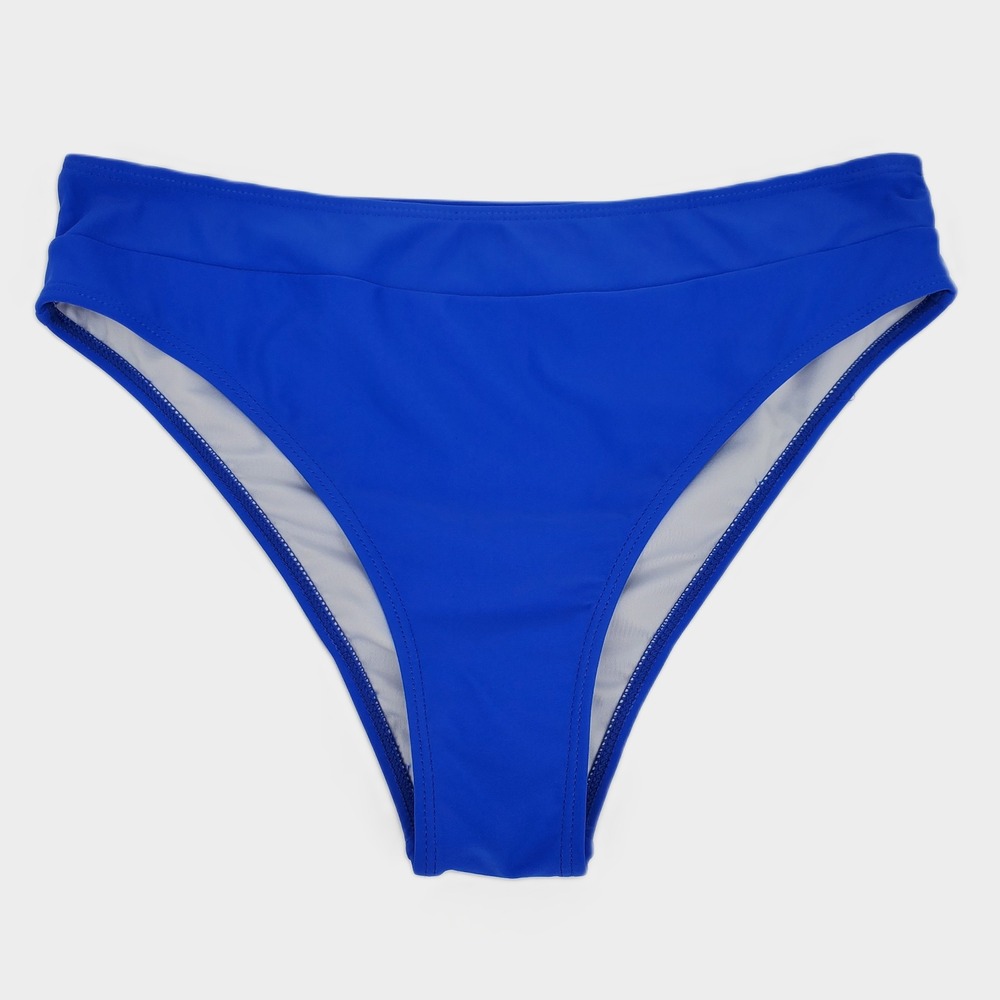 Blooming Jelly High Cut High Rise Bikini Swim Bottom Large Royal Blue Lined New